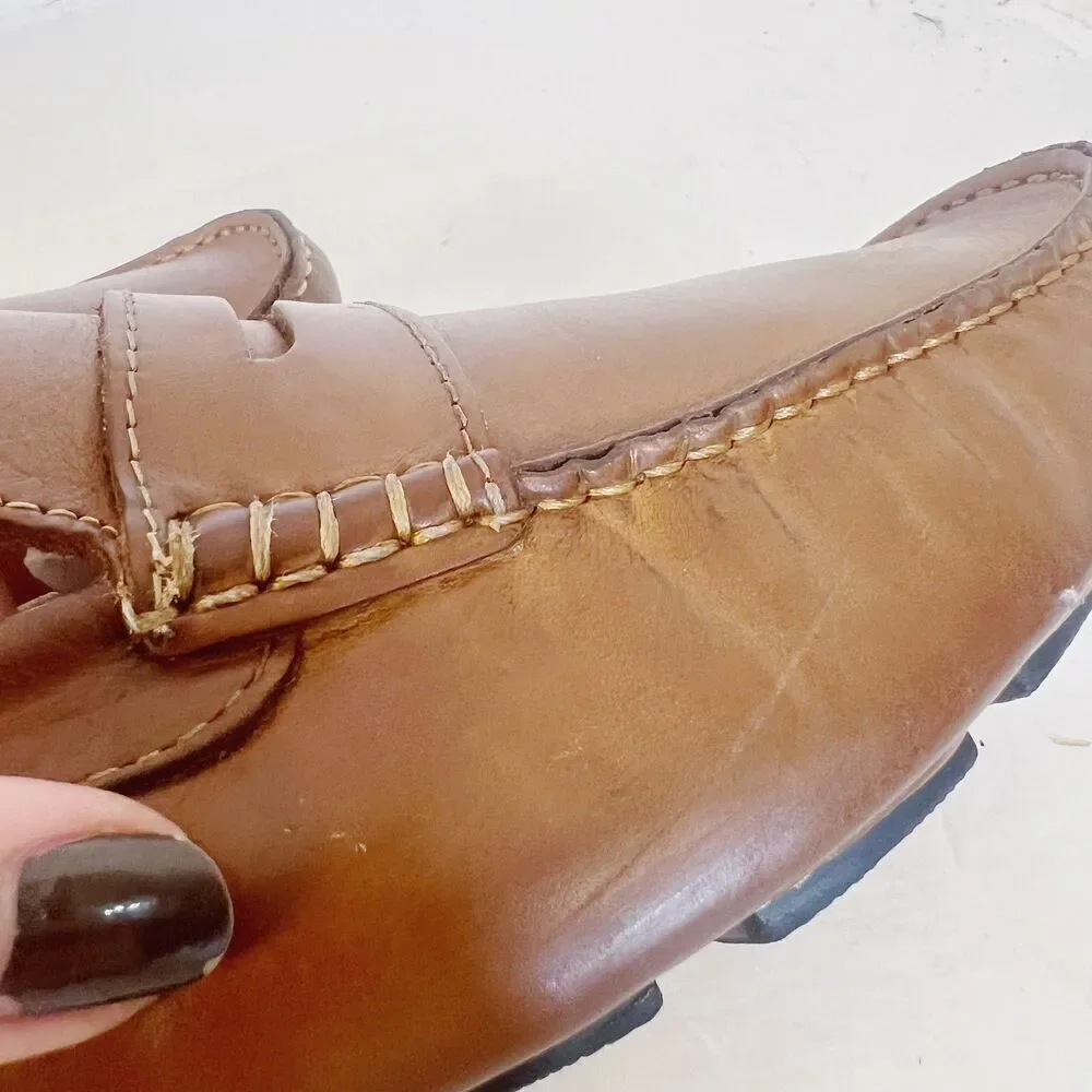 Di Bianco SPQR Brown Leather Driving Loafers Men's Size 9.5 Italian Leather
